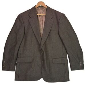 VTG Oscar de la Renta Men's 44R Tailored Wool Blazer Brown Houndstooth Sportcoat